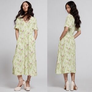 & Other Stories Floral Flutter Sleeve Midi Dress 8, 10 NWT
